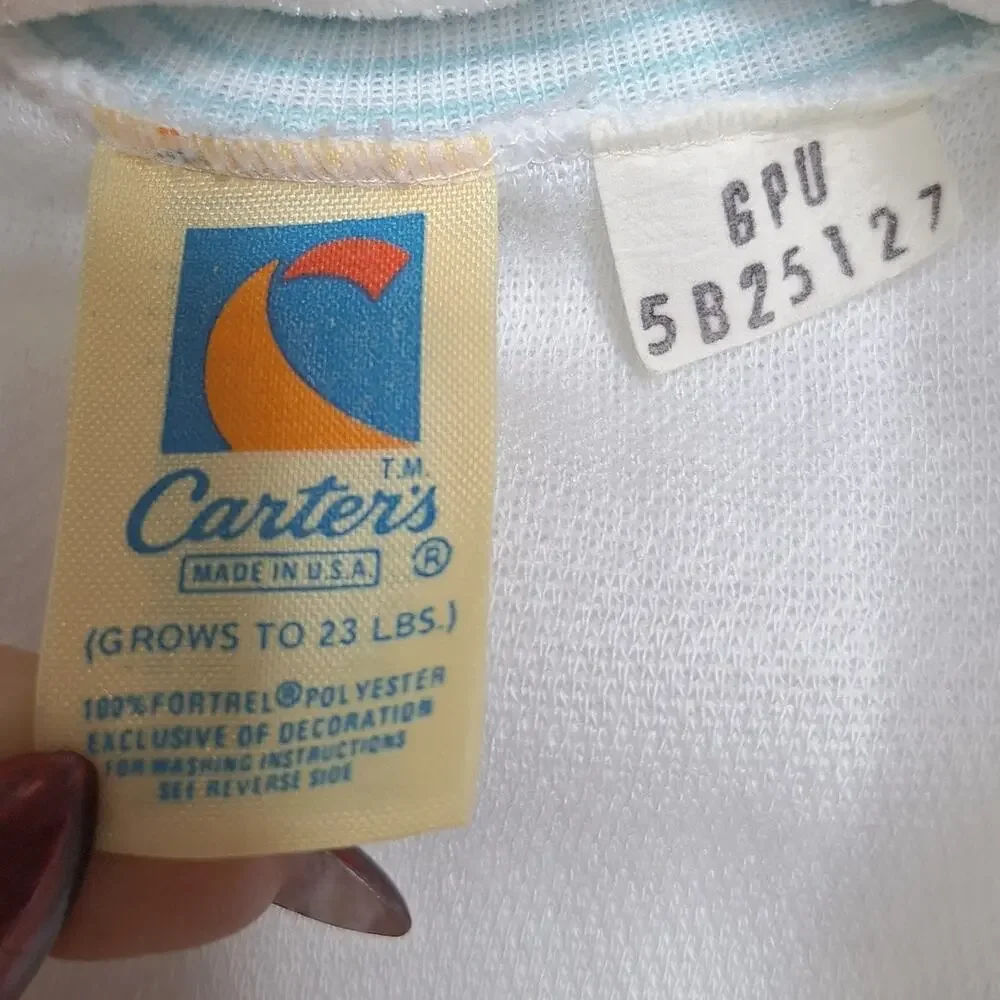 Vintage Carter's Fleece Baby Gown Sleep Sack Sleeper Fortrel Puppy Embroidered